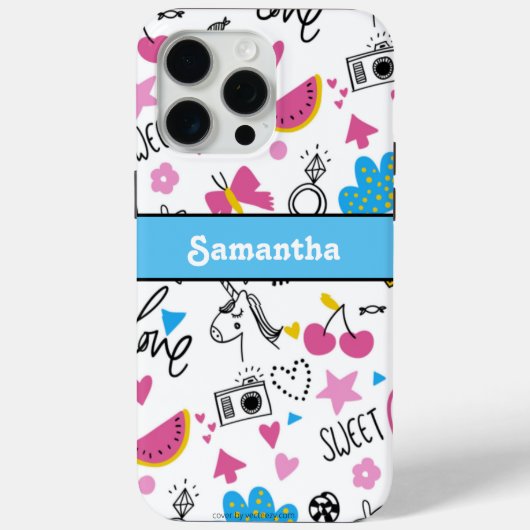 Girly Niedlich Trendy Simple Blue Stilftiges Muste Case-Mate iPhone Hülle (Rückseite)