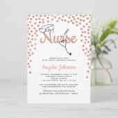 Girly Nurse Pinning Zeremonie + Rose Glitzer laden Einladung (Stehend Vorderseite)