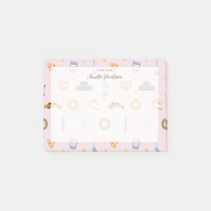 Girly NYC Pattern Baby Pink Name Post-it Klebezettel