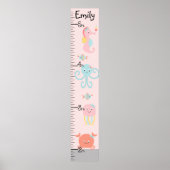 Girly Ocean Life Growth Chart Behielt auf 8x44! Poster (Vorne)