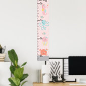 Girly Ocean Life Growth Chart Behielt auf 8x44! Poster (Heimbüro)