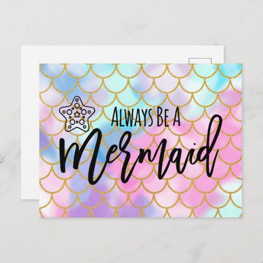 Girly Ombre Gold Glitzer immer Meerjungfrau Postkarte (Vorne/Hinten)