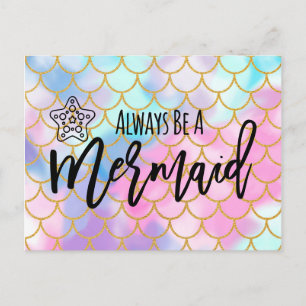 Girly Ombre Gold Glitzer immer Meerjungfrau Postkarte