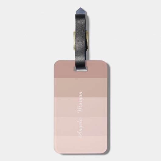 Girly Ombre Striped Monogram Personalisiert Gepäckanhänger (Rückseite vertikal)