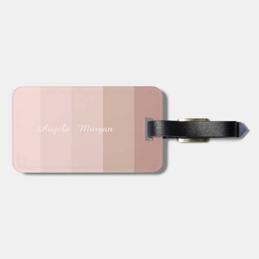 Girly Ombre Striped Monogram Personalisiert Gepäckanhänger (Rückseite horizontal)