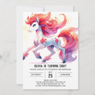 Girly Online Horse Geburtstag Einladung