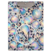 Girly Opal Leopard Print Office School Klemmbrett (Vorderseite)
