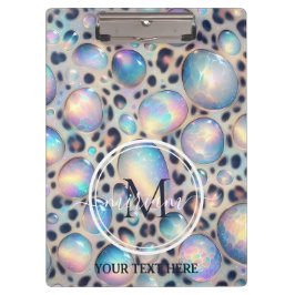 Girly Opal Leopard Print Office School Klemmbrett