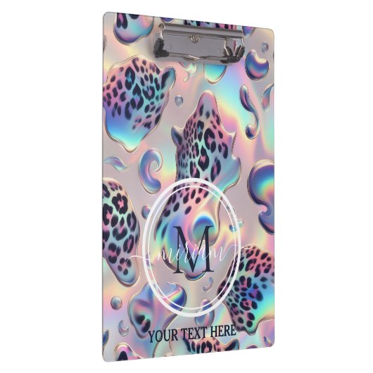 Girly Opal Leopard Print Office School Klemmbrett (Rechts)