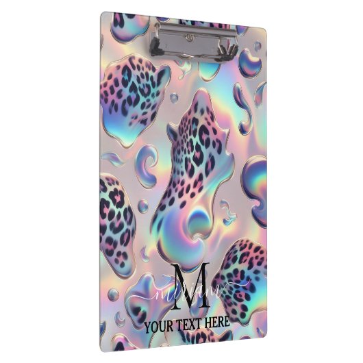 Girly Opal Leopard Print Office School Klemmbrett (Rechts)