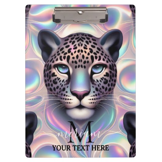 Girly Opal Leopard Print Office School Klemmbrett (Vorderseite)