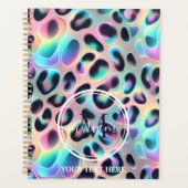 Girly Opal Leopard Print Office School Planer (Vorderseite)