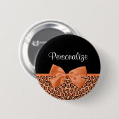 Girly Orange Black Jaguar Niedliche Ribbon mit Nam Button (Vorne & Hinten)