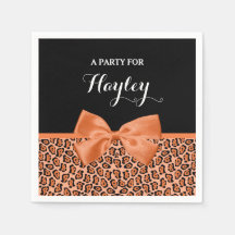 Girly Orange Black Jaguar Niedliche Ribbon mit Nam