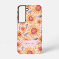 Girly Orange Bloral Rosa Botanisch