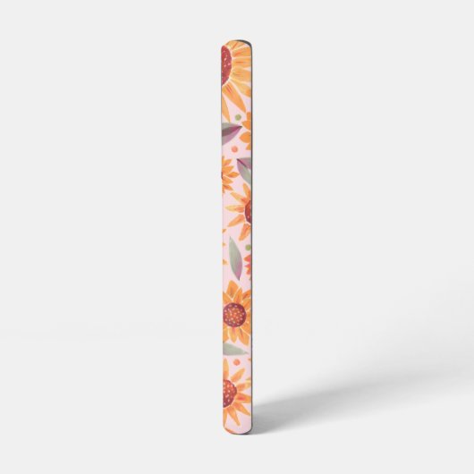 Girly Orange Bloral Rosa Botanisch Samsung Galaxy Hülle (Linke Seite)