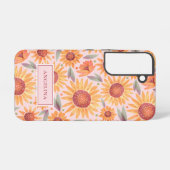 Girly Orange Bloral Rosa Botanisch Samsung Galaxy Hülle (Rückseite (Horizontal))