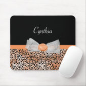Girly Orange Cheetah Print Niedliche Rose Bow und Mousepad (Mit Mouse)