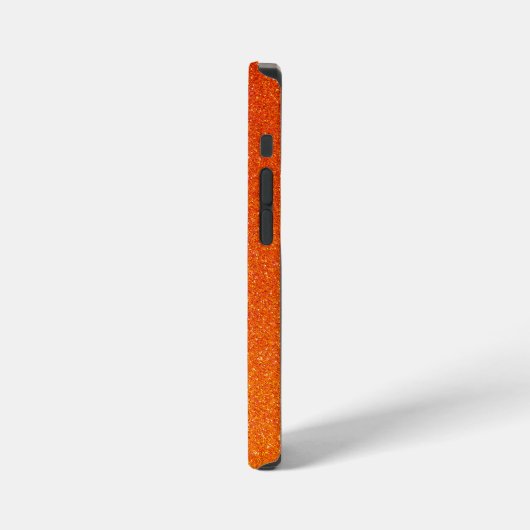 Girly Orange Glitter Sparkles Monogram Script Name iPhone Hülle (Linke Seite)