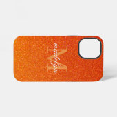 Girly Orange Glitter Sparkles Monogram Script Name iPhone Hülle (Rückseite (Horizontal))