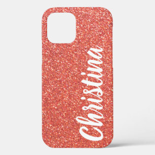 Girly Orange Glitzer Name Personalisiert Case-Mate iPhone Hülle