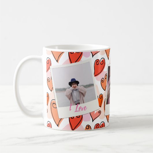 Girly Orange Hearts Niedlich Romantisches Valentin Kaffeetasse (Links)