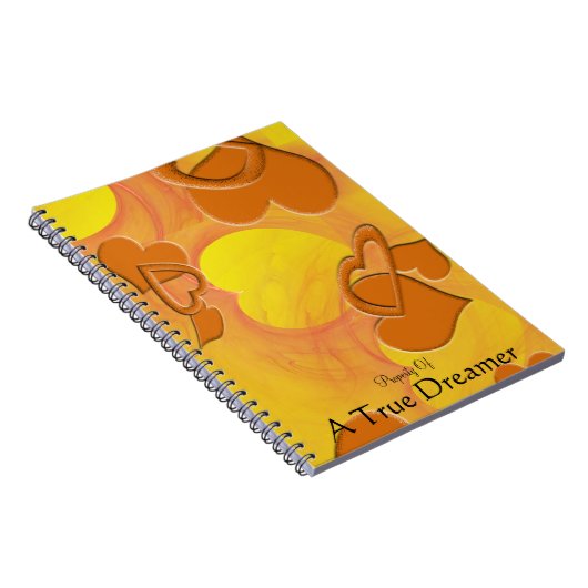 Girly Orange Hollow Solid Floating Heart Shapes Notizblock (Rechte Seite)