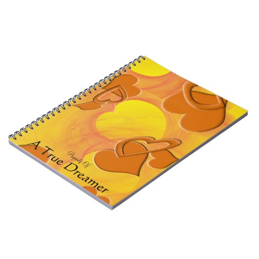 Girly Orange Hollow Solid Floating Heart Shapes Notizblock (Linke Seite)