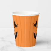 Girly Orange Kürbislaterne mit Lashes Halloween Pappbecher (Rechts)