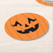 Girly Orange Kürbislaterne Pumpkin Face Halloween Runder Pappuntersetzer (Angewinkelt)