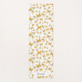 Girly Orange Pastel Butterflies Individuelle Name Yogamatte (Vorderseite)