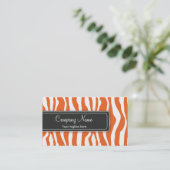 Girly orange Zebra-Druck-Visitenkarte Visitenkarte (Stehend Vorderseite)