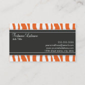 Girly orange Zebra-Druck-Visitenkarte Visitenkarte (Rückseite)