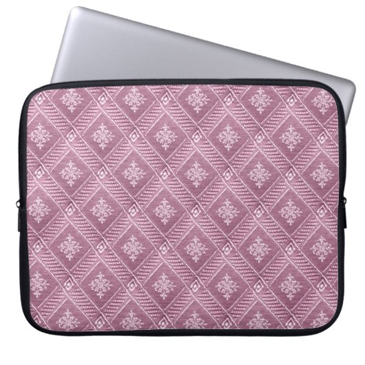 Girly Orchid Pink Damask Muster Laptopschutzhülle (Vorderseite)