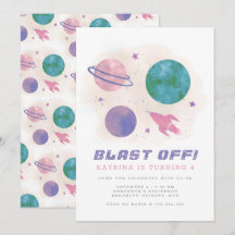 Girly Outer Space Galaxy Planet 4. Geburtstag