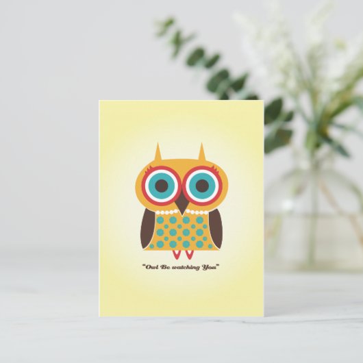 Girly Owl Postkarte (Stehend Vorderseite)