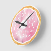 Girly Pale Donut Clock Runde Wanduhr (Winkel)