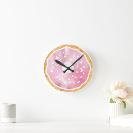 Girly Pale Donut Clock Runde Wanduhr (Zuhause)