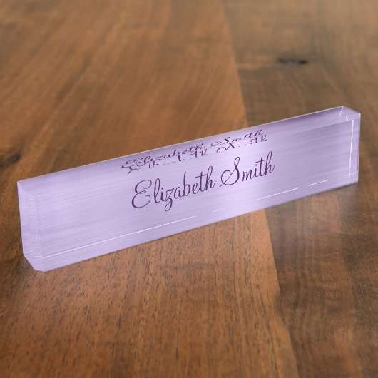 Girly Pale Purple Faux Metallic Foil Namensplakette (Seite)