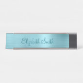 Girly Pale Robin Egg Blue Metallic Foil Schreibtischnamensplakette (Vorderseite )