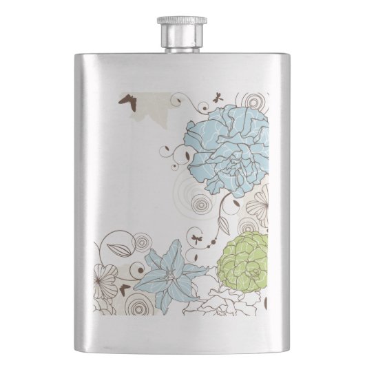 Girly Pastel Blume und Wirbel Flachmann (Vorderseite)