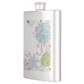 Girly Pastel Blume und Wirbel Flachmann (Links)
