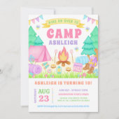 Girly Pastel Camping Birthday Invitation Einladung (Vorderseite)