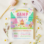 Girly Pastel Camping Birthday Invitation Einladung