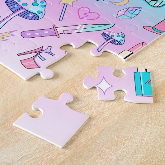 Girly Pastel Goth Witchy Kawaii Niedliches Muster Puzzle (Seite)