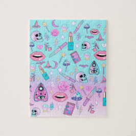 Girly Pastel Goth Witchy Kawaii Niedliches Muster Puzzle