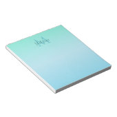 Girly Pastel Green Blue Ombre Monogram Notizblock (angewinkelt)