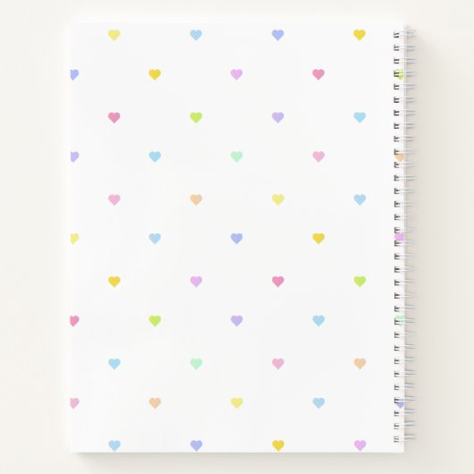 Girly Pastel Hearts Pattern Notizblock (Rückseite)