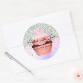 Girly Pastel Imitats Holographic Cupcake Bakery Runder Aufkleber (Umschlag)