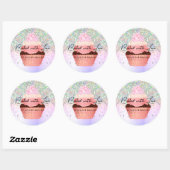 Girly Pastel Imitats Holographic Cupcake Bakery Runder Aufkleber (Blatt)